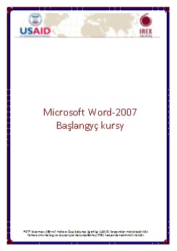 Microsoft Word-2007 başlangyç kursy